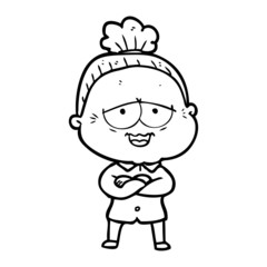 cartoon happy old lady
