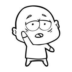 cartoon tired bald man