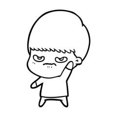 annoyed cartoon boy