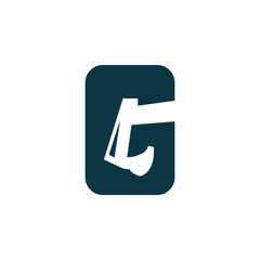 Letter G with excavator negative space logo icon template