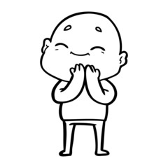 happy cartoon bald man