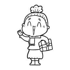 cartoon happy old lady