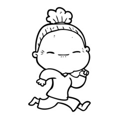 cartoon peaceful old woman