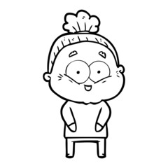 cartoon happy old woman