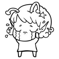 cartoon crying alien girl