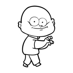 cartoon bald man staring