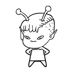 cute cartoon alien girl