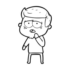 cartoon tired man