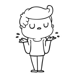 cartoon aloof man shrugging shoulders