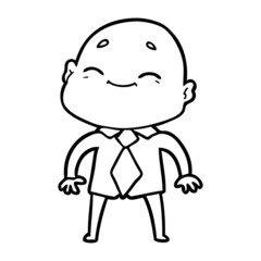 happy cartoon bald man