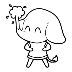 cute cartoon elephant spouting water