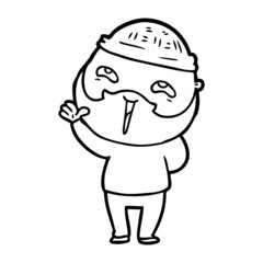cartoon happy bearded man