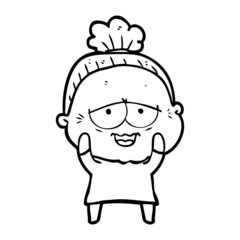 cartoon happy old lady