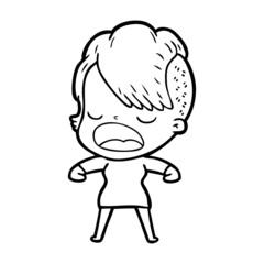 cartoon cool hipster girl talking