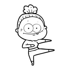 cartoon happy old woman