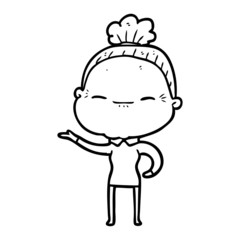 cartoon peaceful old woman