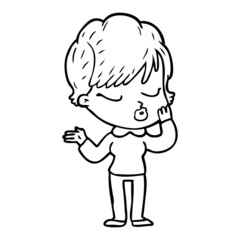 cartoon woman with eyes shut