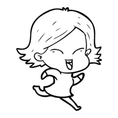 Fototapeta premium happy cartoon girl