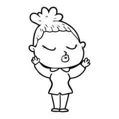 cartoon calm woman