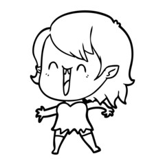 cute cartoon happy vampire girl