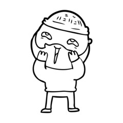 cartoon happy bearded man