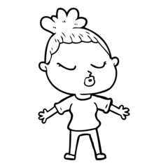 cartoon calm woman