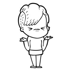 cartoon annoyed hipster girl