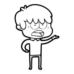 worried cartoon boy