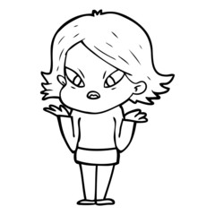 cartoon stressed woman