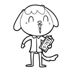 cute cartoon dog wearing office shirt