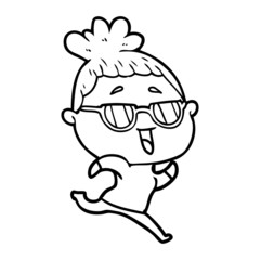 Obraz premium cartoon happy woman wearing spectacles