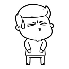 cartoon man sweating