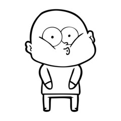 cartoon bald man staring