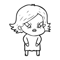 cartoon stressed woman