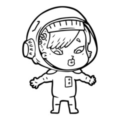 cartoon astronaut woman