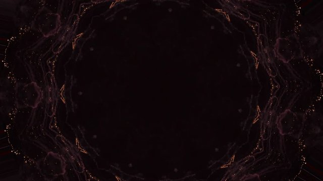 Fractal Noise and Kaleidoscopic. Pattern made with a Particle System. mirror prism creating toy effect, with shimmering lights and fast changing mandala shapes. 4k