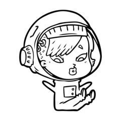 cartoon astronaut woman