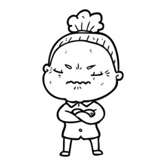 cartoon annoyed old lady