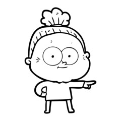 cartoon happy old woman