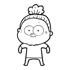 cartoon happy old woman