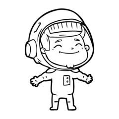happy cartoon astronaut