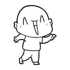 happy cartoon bald man