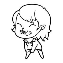 cartoon vampire girl with blood on cheek