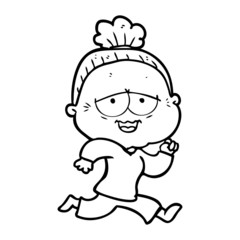 cartoon happy old lady