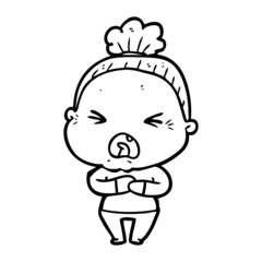 cartoon angry old woman