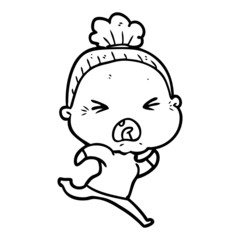 cartoon angry old woman