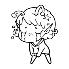 Obraz premium cartoon crying alien girl