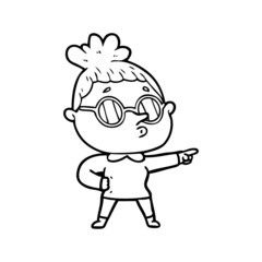 cartoon woman wearing glasses