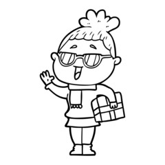 Fototapeta premium cartoon happy woman wearing spectacles