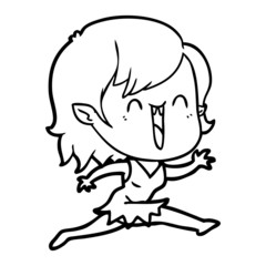 cute cartoon happy vampire girl